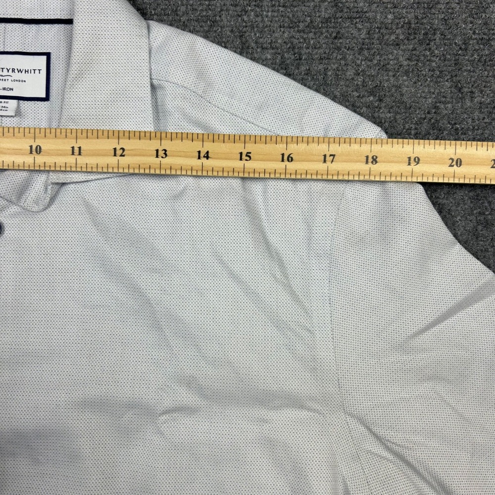 Charles Tyrwhitt Dress Shirt Mens 16/34 Blue Non-Iron Slim Fit Micro Diamond - Picture 8 of 12